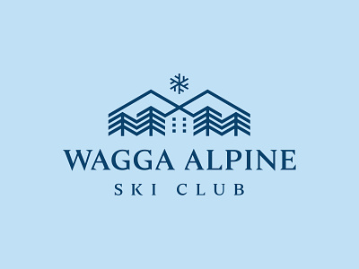 WASC Logo design flat geometric icon illustration logo mountain mountains snow snow flake snowflake tree trees typography vector wagga