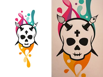 New tattoo brush paint pen skull splashes tattoo