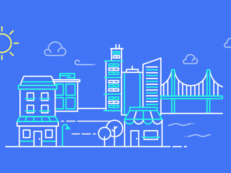 Day & Night City Animation animation day evening moon motion night productdesign sun transition ui ux