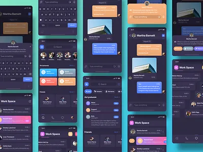 Chat flow mobile app design animation web design branding app app design attach bubble chat dark iphone message mobile mobile app design social ui