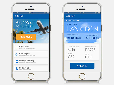 Airline Mobile App airline app booking checkin flight mobile ui ux