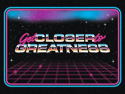 Greatness v2 80s arcade illustration type typography vide game