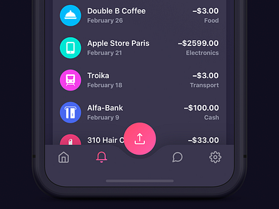 Tab Bar for Bankie UI Kit [Dark] app dark finance gradient ios ipad iphone ui