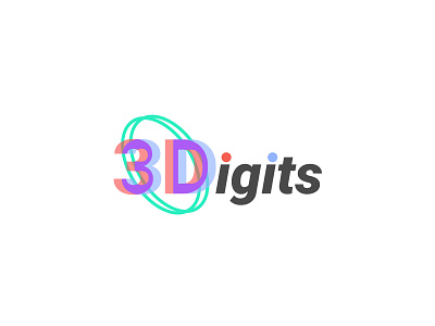 3 Digits - Logo 3d app design illustration logo simple typography