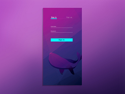 Sign in illustration mobile purple ui whale