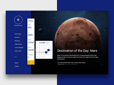 2044 – Ryanspace branding calendar hero homepage landing page menu navigation ryanair slider space ui ux web