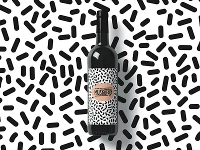Wine label black and white branding design graphicdesign graphicdesigner illustration labeldesign packagedesign pastell patter product type typography vector wine wine bottle