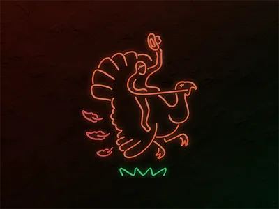 Turkey Time! illustration neon neon sign tiny cowboy turkey