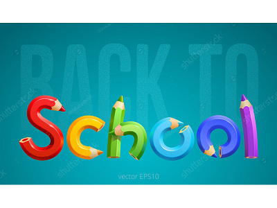 Back to School poster 3d back banner bent design education font funny logo pencil poster realistic school template vector