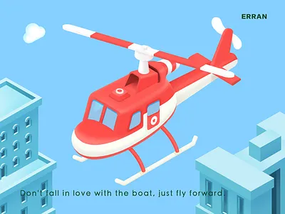 Helicopter blue 2.5d airplane blue cloud helicopter icon illustration isometric