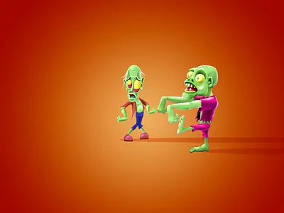 Zombies big eyes blue design green illustration purple red walking dead yellow yellow eyes zombies