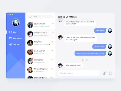 Daily UI #09 - Chat Desktop Application app chat clean colors daily ui fluent mac messages messenger purple ui user interface