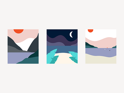 Minimalistic Travel Postcards flat illustration illustration personal project postcards travel visual design