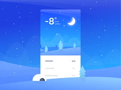 Weather app app design illustration ios ui vector weather winter