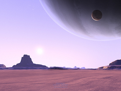 Equanimity - Astral Sunset 3dart celestial digitalart exoplanet fantasy fantasyart fractal gasgiant mojoworld moon planets procedural scifi scifiart space spaceart spacescape stars sunrise sunset