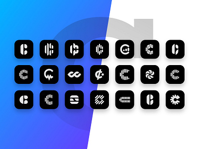 C Logos 2d app c design flat gradient icon logo minimalistic simple vector