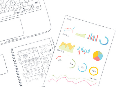 Sketch drawing graphic illustration infographic laptop lines notebook practice simple sketch