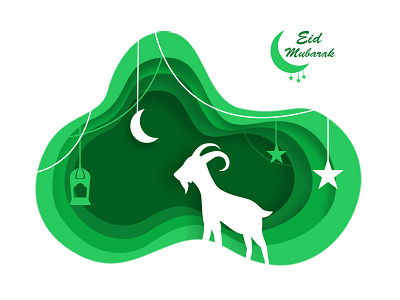 Eid Mubarak | Bakrid app bakrid eid mubarak goat happy illustration paper paper effect ui vector vector art