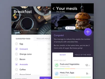 Food App app clean diet food food app ios meals mobile ui