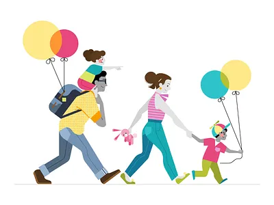 🎈 Family Parade 🎈 balloon family kids people uber vector