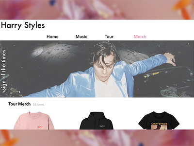 Daily UI Challenge 003 - Landing Page dailyui dailyui003 design harry styles landing page merch music ui ux ux design