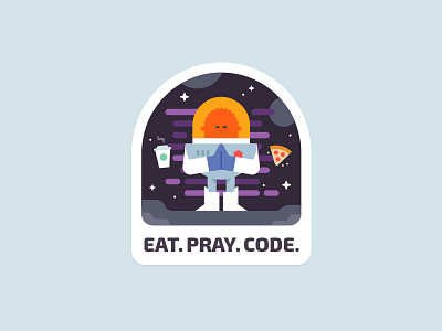 Sticker astronaut character clean cosmos food icon illustration line minimal sticker vector web