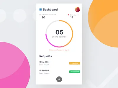 Employee Leave Application android app clean dashboard design flat icon interaction ios management mobile responsive simple ui ux vector visual