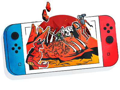 DOOM on Switch doom fanart flatdesign game hell icon illustration illustrator nintendo outline photoshop switch texture vector