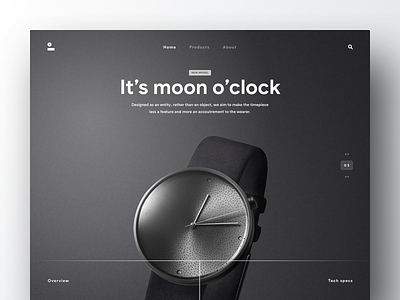 Moontime clean black dark design ui ux fashion wear clock watch time flat gradient shadow minimal industrial store shop ecommerce product design smartwatch technology apple web landing page