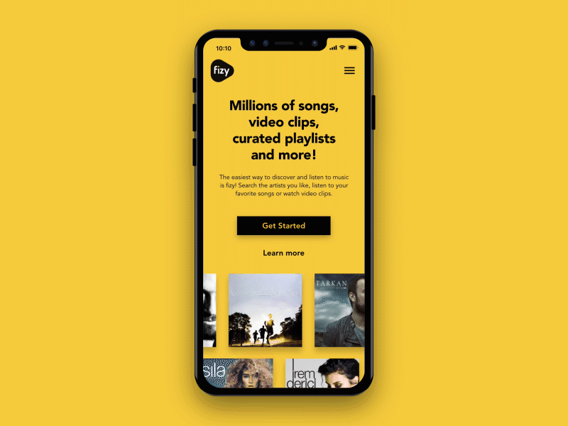 Overlay menu transition flinto gif intro screen ios app iphone iphonex landing landingpage menu mobile app mobile app experience navigation navigation menu transition yellow