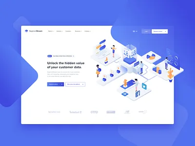 A Customer Data Platform design illustration landing page typography ui vector