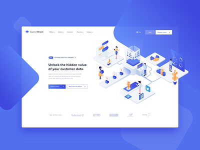 A Customer Data Platform design illustration landing page typography ui vector