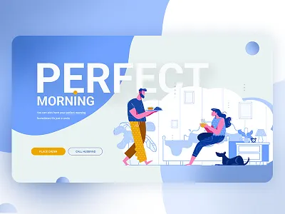 Perfect Morning flat illustration minimal typografy ui ux vector webdesign welcome page