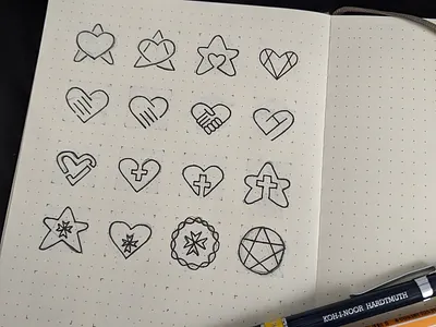 Hospice Marks cross heart hospice icons logo sketch star wip