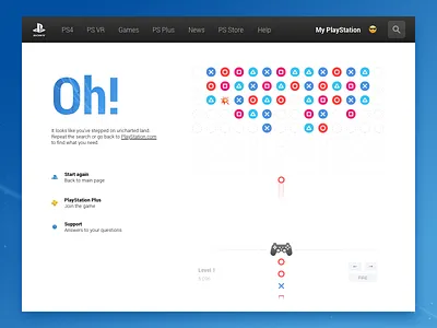 404 Page 𐄂 Daily UI 100daychallenge 404 challenge dailyui design fun game inspiration interface mini game not found notfound playstation sony ui uichallenge ux