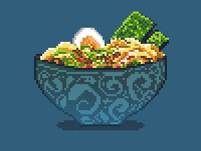 Ramen bowl aseprite design digital art food game art game prop illustration photoshop pixel pixel art pixelart prop design ramen selfpromo