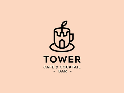 LOGO Tower - Cafe & Cocktail bar brand branding cafe cocktail coffee cup line art logo logo design modern tower vector