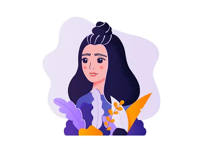 Girl character face girl illustration plants woman