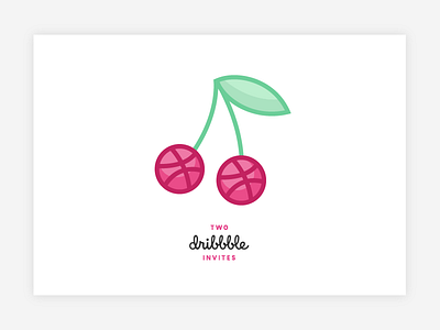 2 Dribbble Invites cherries draft drafting dribbble giveaway illustration invitation invites players two