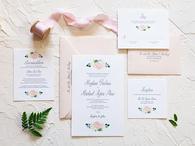 Meghan & Mike Wedding Invitations branding event design invitation design watercolor wedding card wedding design