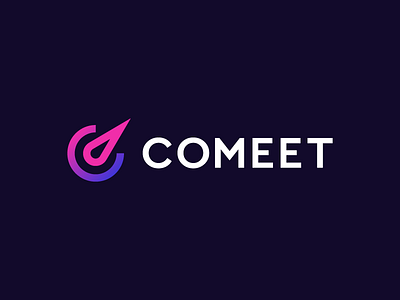 Comet logo asteroid asteroids astro c comet cosmos drop fall gradient identity impact logo meet meteor meteorite modern rock simple space speed