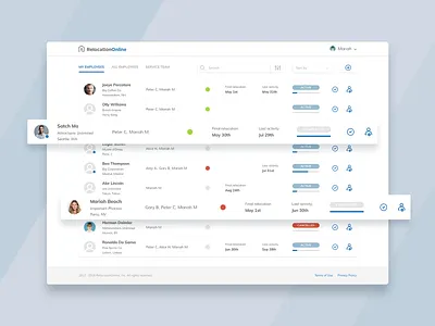 My Employees View advanced search dashboard design details digital employees filters list view product relocation saas sketch ui ux web
