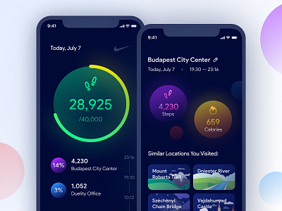 Steps Counter app calories counter gradient illustration interface steps ui web