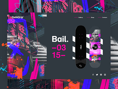 GetAGrip™ | Bail. design landing page poster skateboard typography ui ux