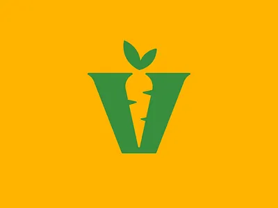 V + Agriculture agriculture branding carrot clean farming health logo logo challenge logo design minimal monogram negative space vegan vegetables vegetarian