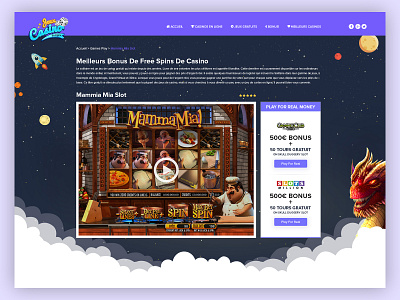 Jeux Casino Game Page casino design gaming illustrator mamma mia minimal typography ui ux web website