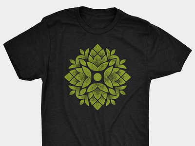 Hops Mandala alcohol beer black cotton bureau eco green hops hopster mandala t shirt design vintage weathered