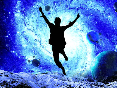 The Final Frontier - Part I of III [BLUE] art branding design design art galaxy graphic design graphic designer graphic designers illustration illustrator illustrator cc inspiration jumping photoshop photoshop action silhouettes silhoutte space visual art visual artist