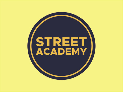 STREET ACADEMY🤙 academy blue circle circle logo logo skate street yeloow