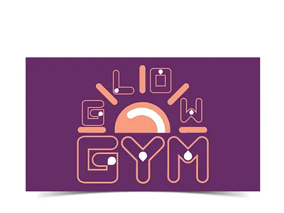 Glow GYM - Logo and Card body bodybuilder bodybuilding exercise glow gym gym logo logo peach purple sun workout yoga